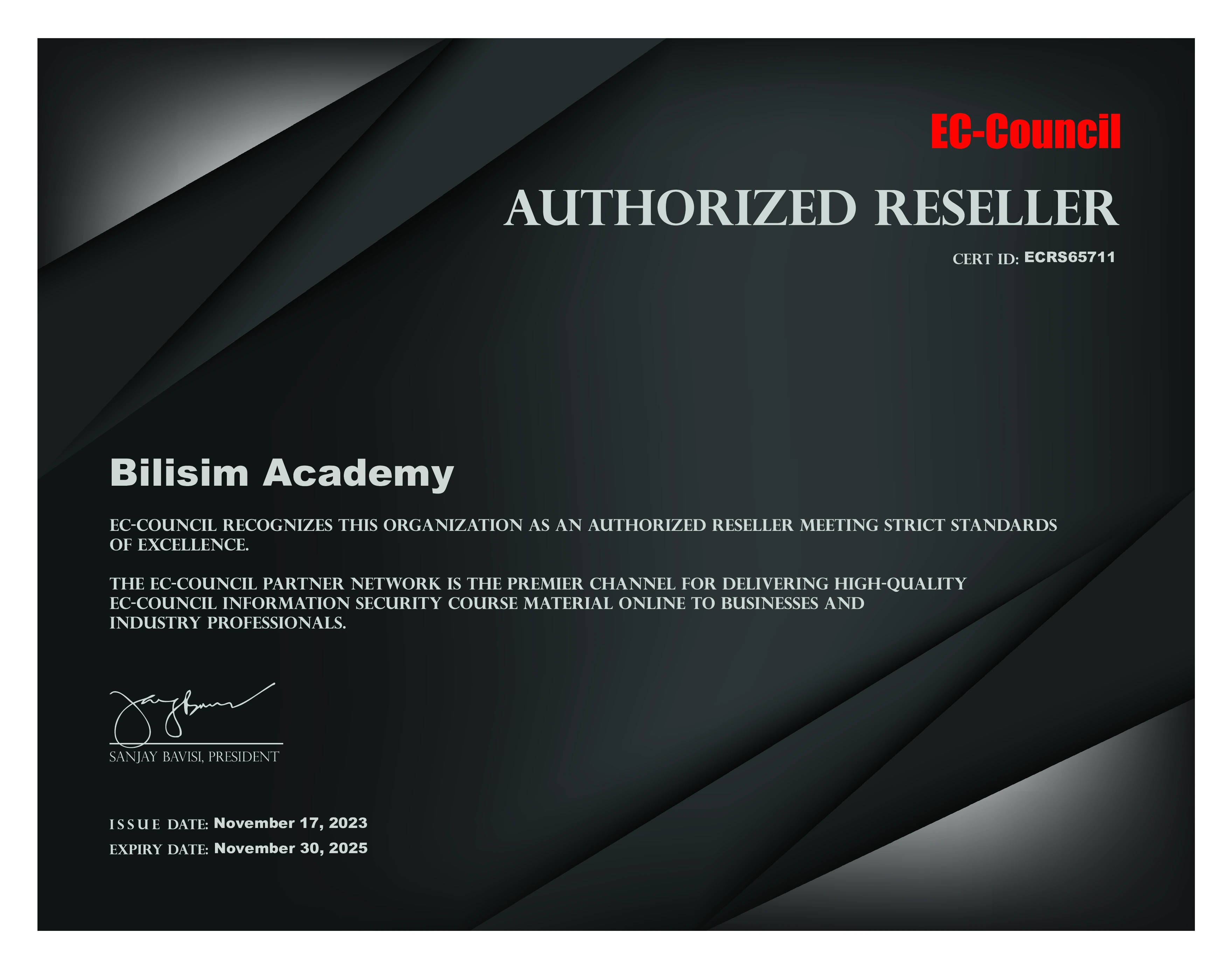 Ec-Council Reseller Certificate 2025